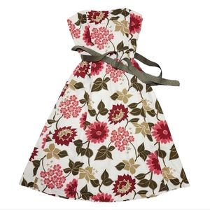 Vintage Womens RW & Co White Floral Midi Dress with Belt Size 0